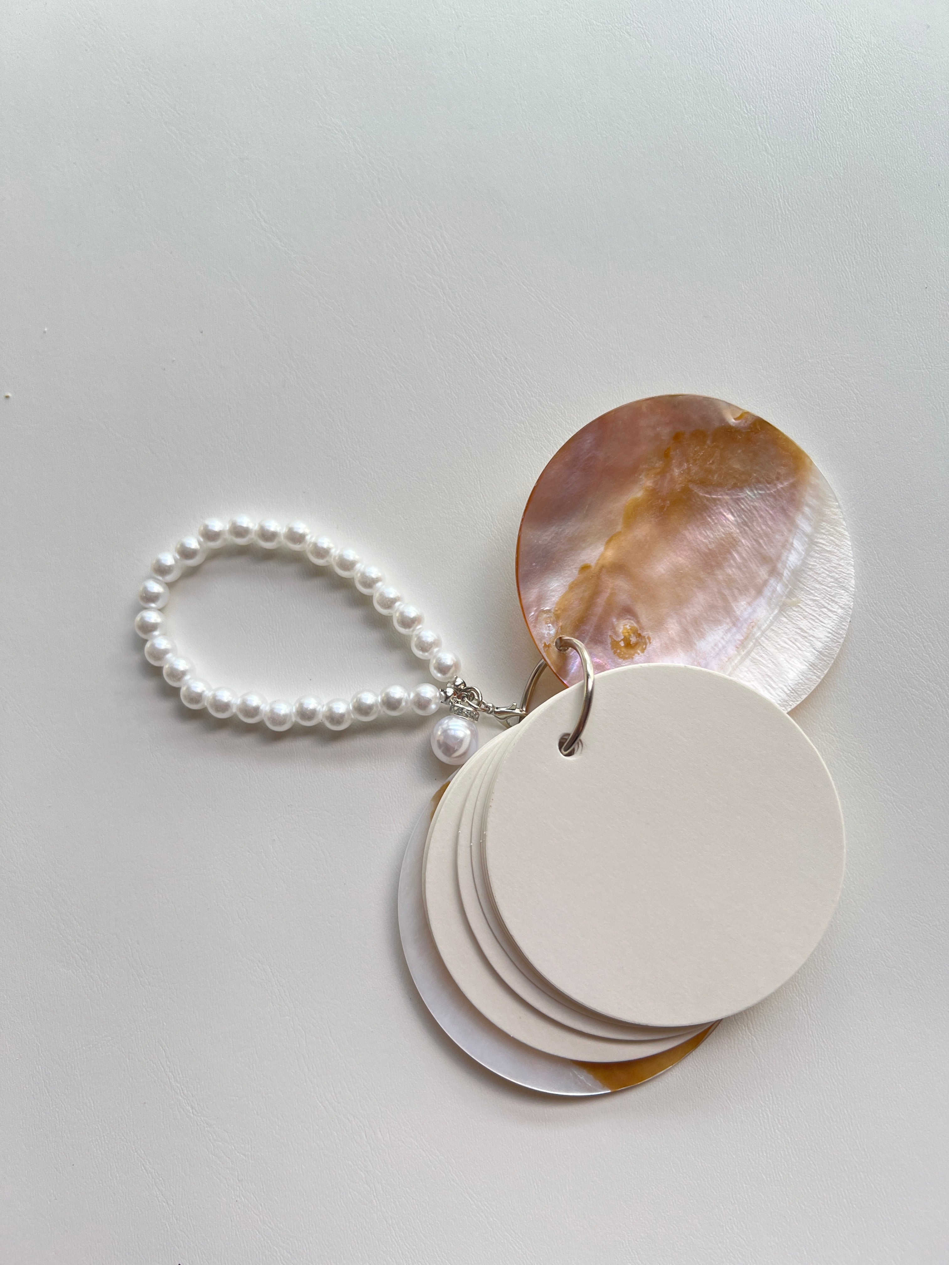 Handmade Seashell Journal with Pearl Bead Chain