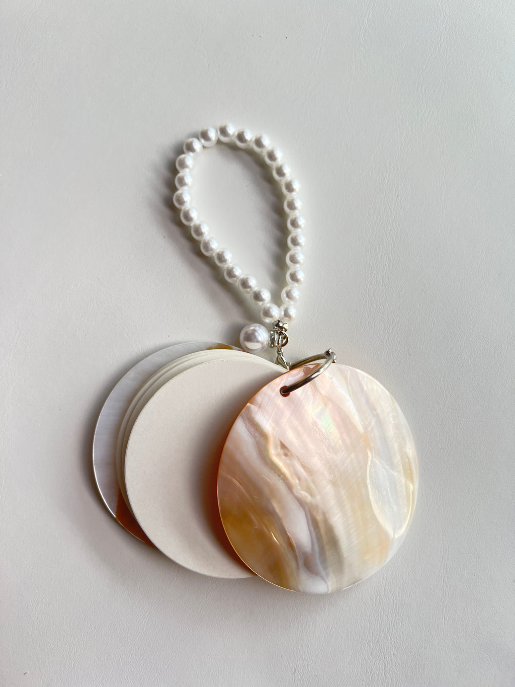 Handmade Seashell Journal with Pearl Bead Chain